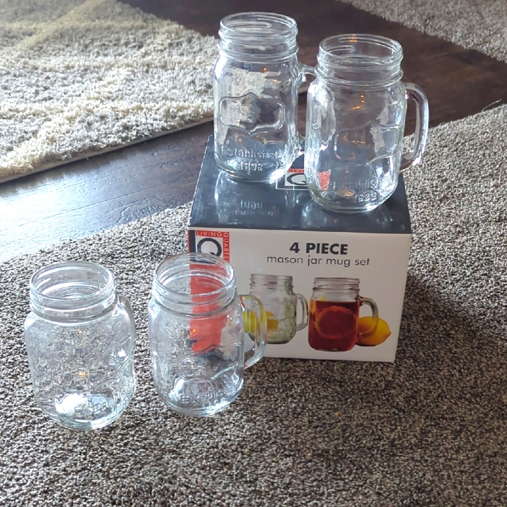 Clear Mason Jar Mug Set